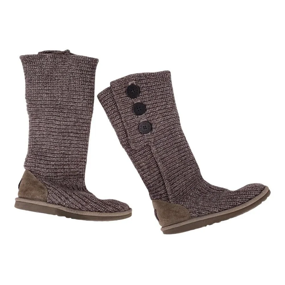 UGG Classic Cardy Knit Boots Gray Women’s Size 6